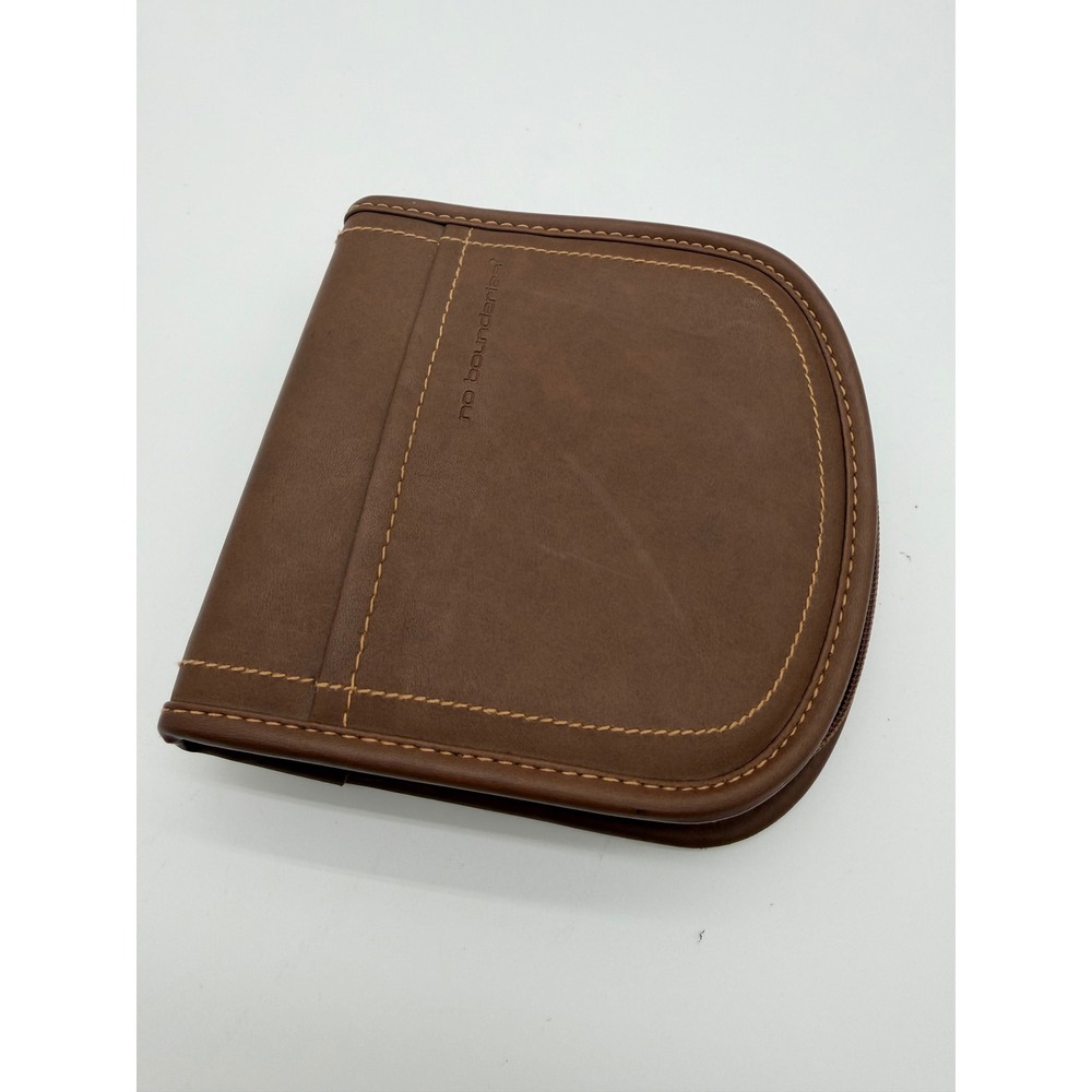 No Boundaries Vintage Y2K Brown Faux Leather CD DVD 24 Disc Storage Case Wallet
